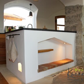 Altholzküche Massivholz mit Mauerwerk Altholzküche Massivholz mit Mauerwerk